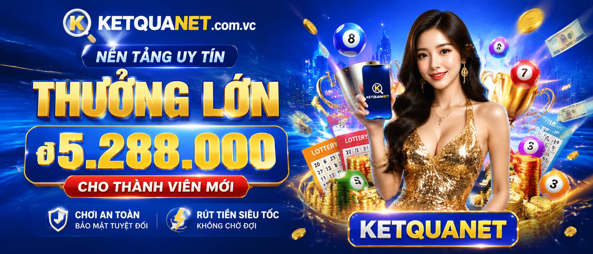 Giao diện sảnh ketquanet với bàn live casino và slot game