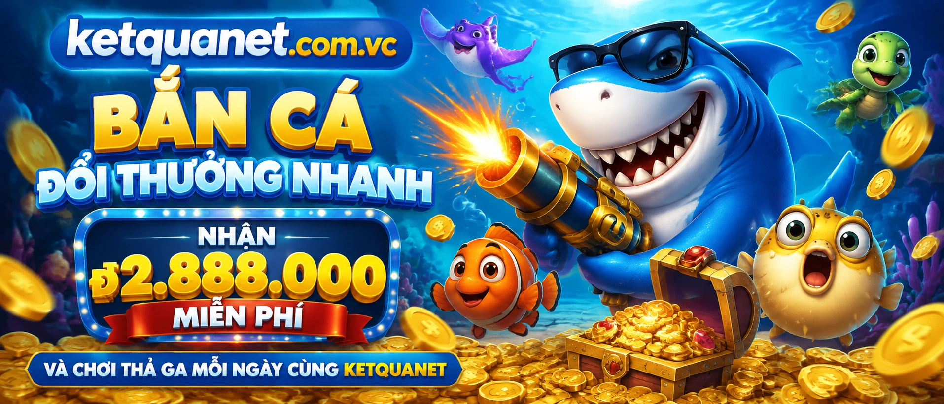 Bắn Cá đại dương với giao diện game và hiệu ứng săn cá